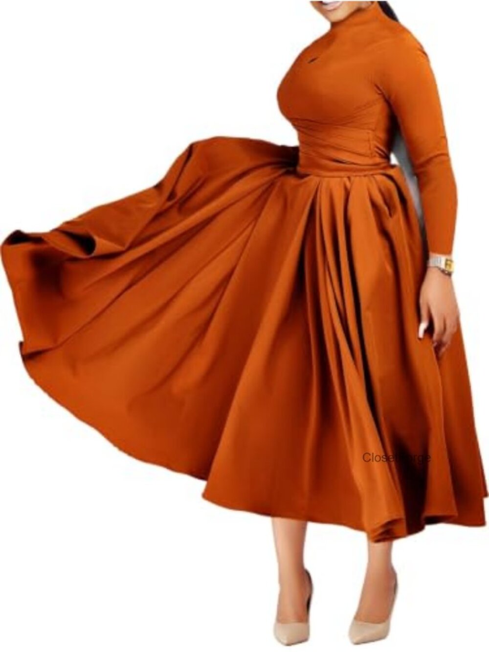 Plus Size Maxi Dress Tie Waist Long Sleeve Flowy A-Line Church Wedding Guest